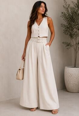 Pleated Wide Leg Pants